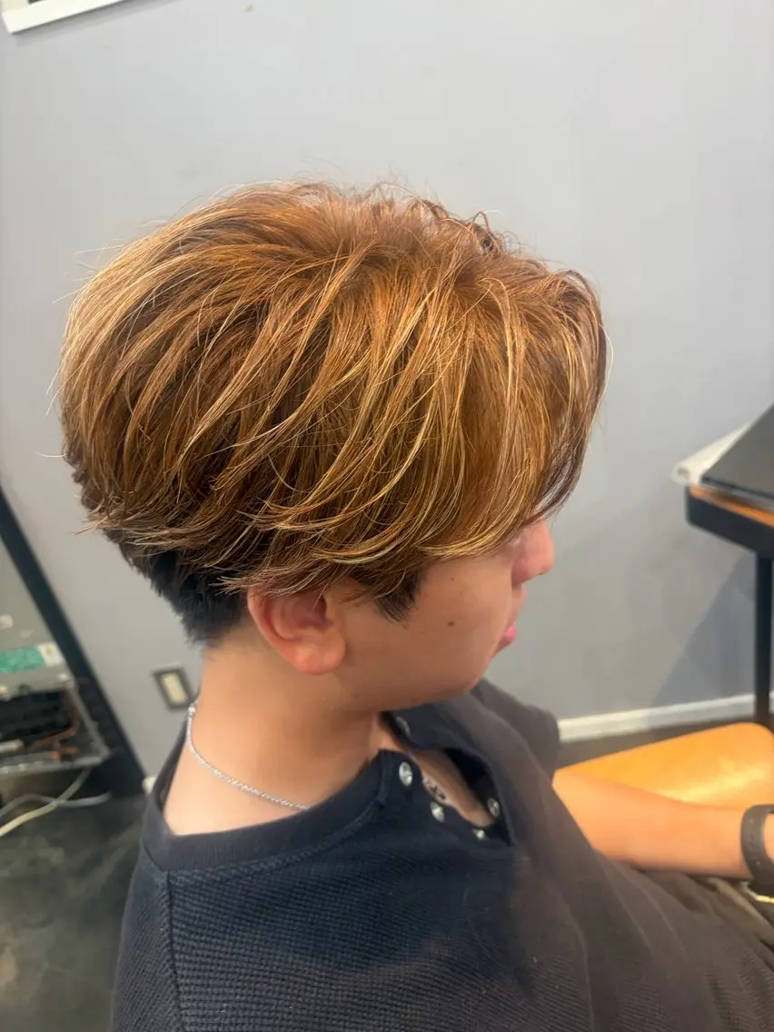 パーマ メンズ フェザーパーマ メンズパーマ 田邉 莉陸のヘアスタイル