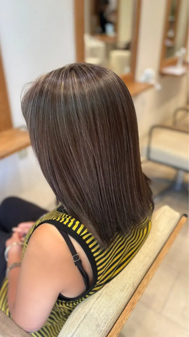 ミディアム カラー ブリーチ ハイライトカラー ハイライト ヘアカラー reo /DONNA高槻店のヘアスタイル
