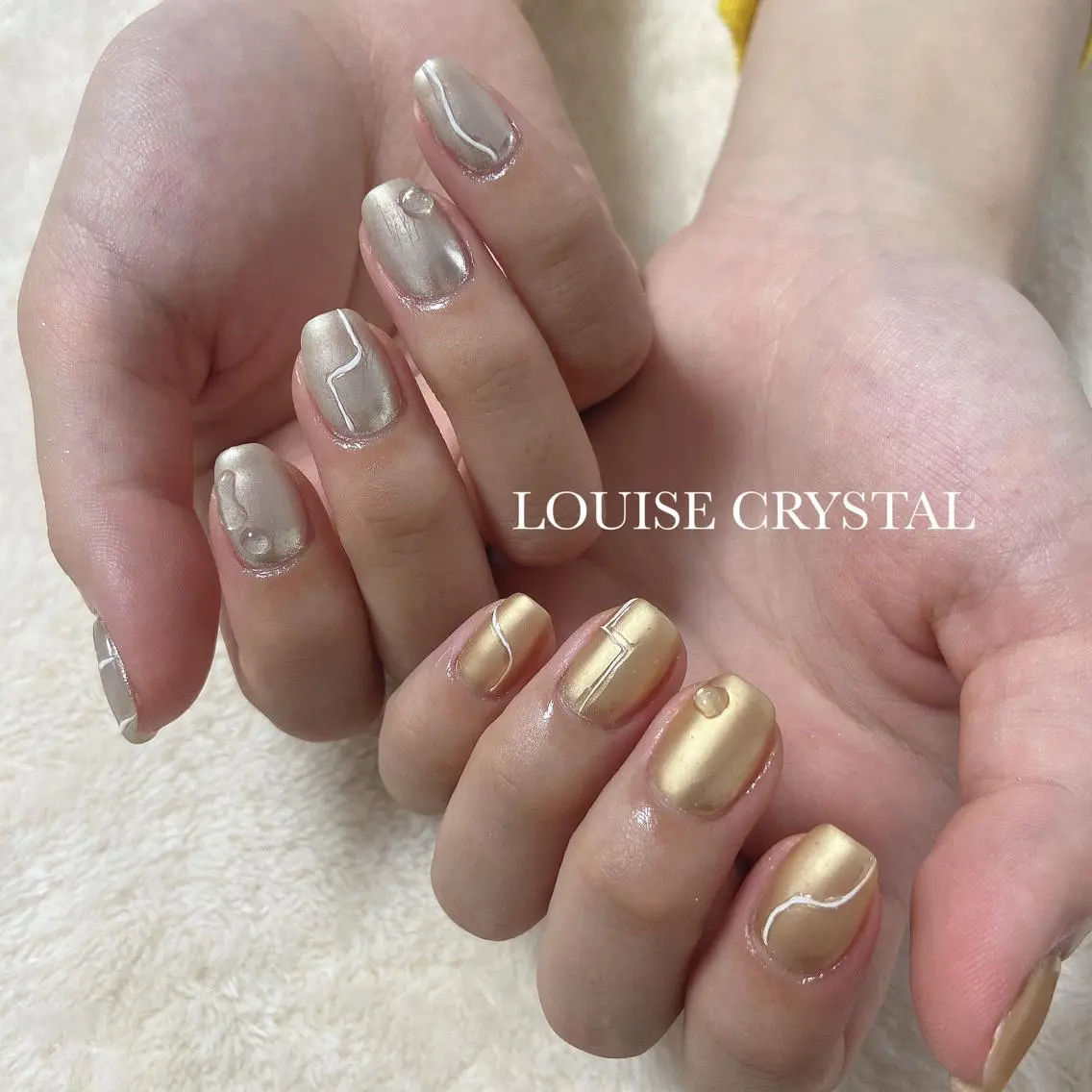 ネイル マットネイル ミラーネイル ハンドネイル LOUISE CRYSTALのネイルデザイン