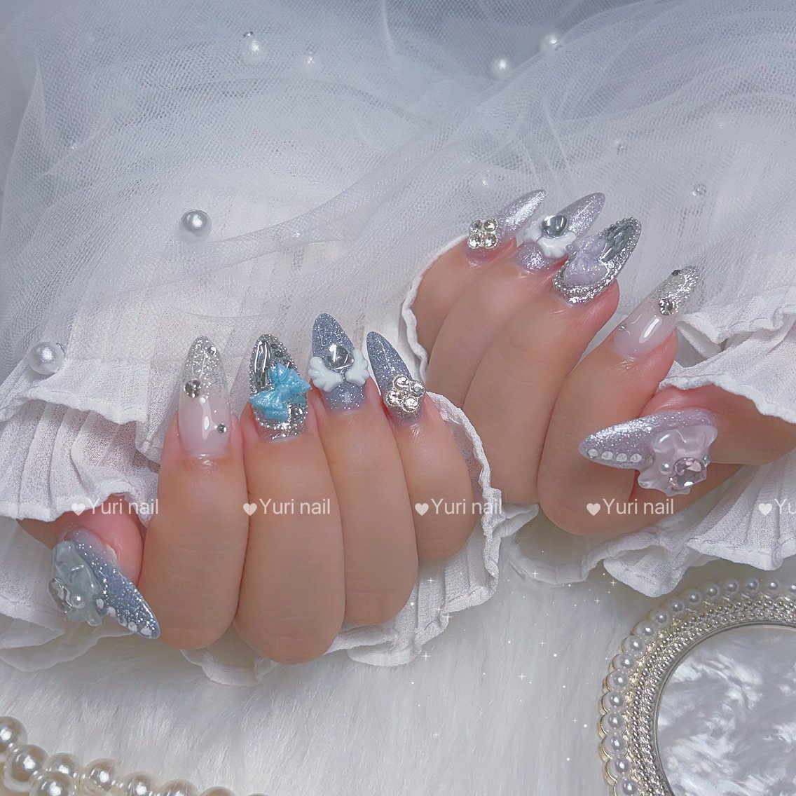 ネイル アートネイル 長さ出し フラッシュネイル ジェルネイル 韓国ネイル ハンドネイル Yuri.nail studioのネイルデザイン