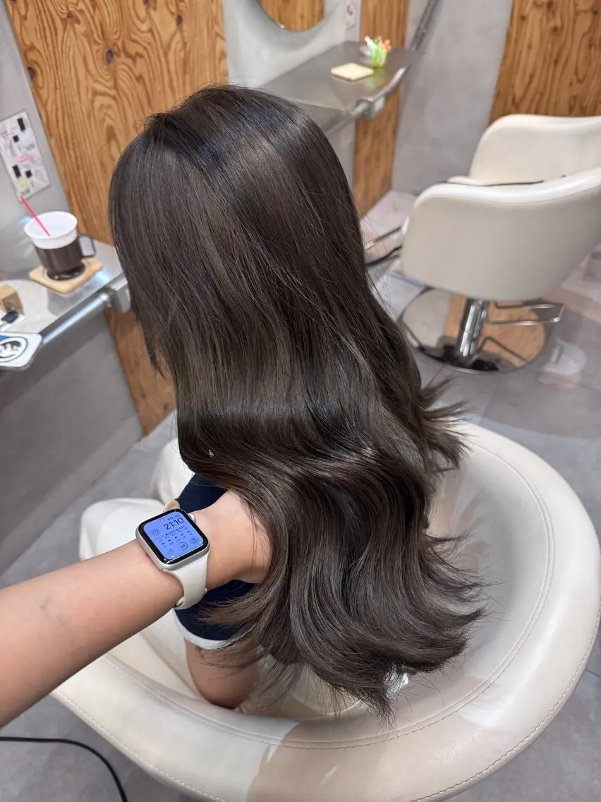 ロング カラー ブリーチ 透明感カラー ダブルカラー グレージュ ブリーチなしカラー 縮毛矯正/ショート なーな🎀🤍のヘアスタイル