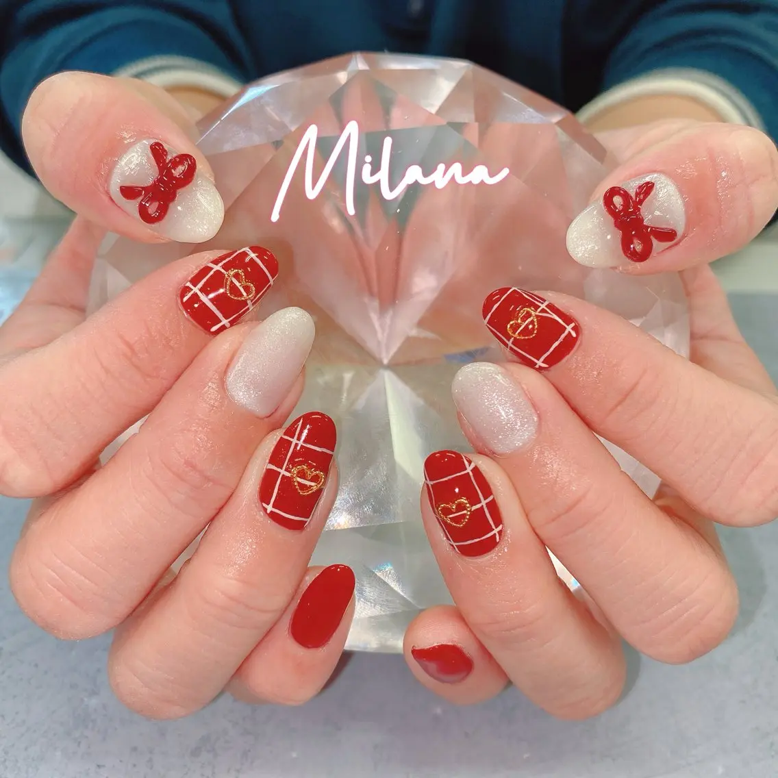 ネイル バレンタイン ハンドネイル Milana （研修生メニュー）のネイルデザイン