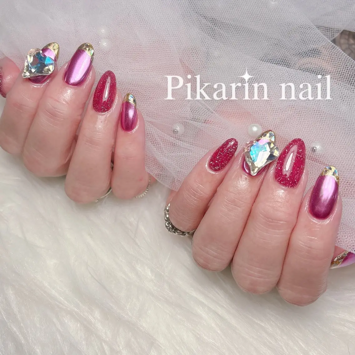 ネイル フレンチネイル ガラスフレンチ ミラーネイル Nail Salon Pikarin🌙のネイルデザイン