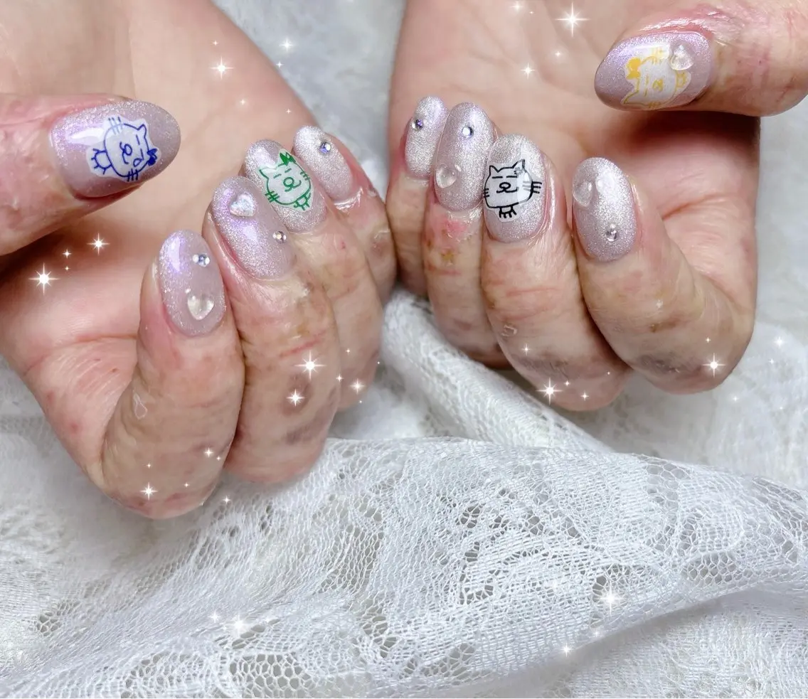 ネイル マグネットネイル マグネットワンカラー 持ち込み ワンカラーネイル ハンドネイル FLARE NAIL フレアネイルのネイルデザイン