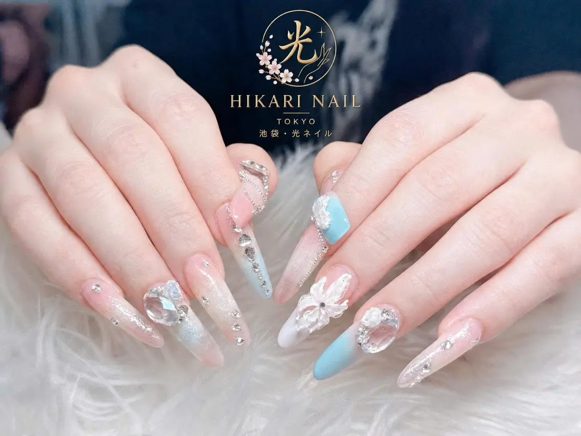 ネイル チークネイル 長さ出し フレンチネイル ガーリー ハロウィン ハンドネイル HikariNail Ikebukuroのネイルデザイン