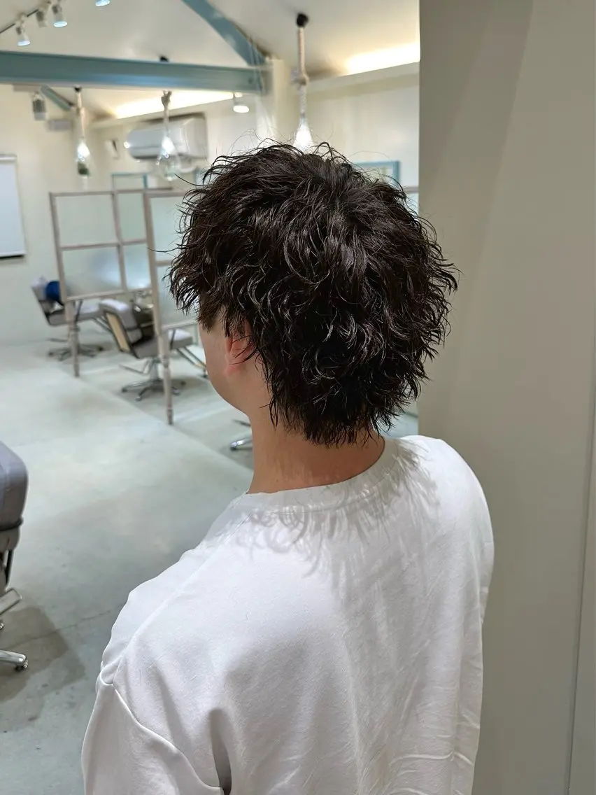 パーマ メンズ メンズパーマ ツイストスパイラルパーマ メンズウルフカット ウルフカット スパイラルパーマ カット パーマ N,SOL / 岩上 新大のヘアスタイル