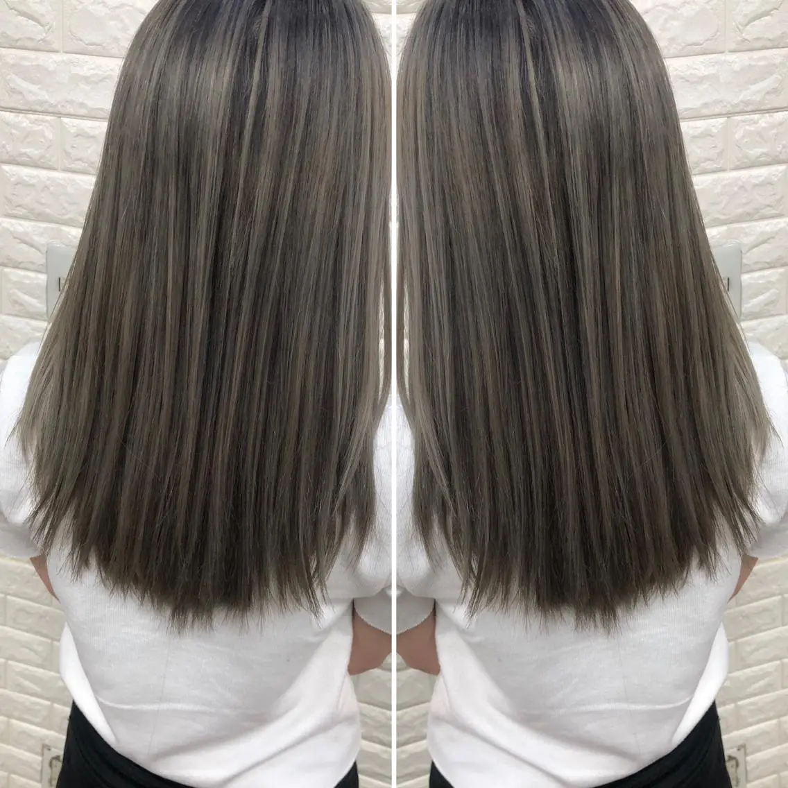 セミロング カラー バレイヤージュ ブリーチ ケアブリーチ 外国人風カラー レイヤーカット ヘアカラー トリートメント famille ファミーユのヘアスタイル