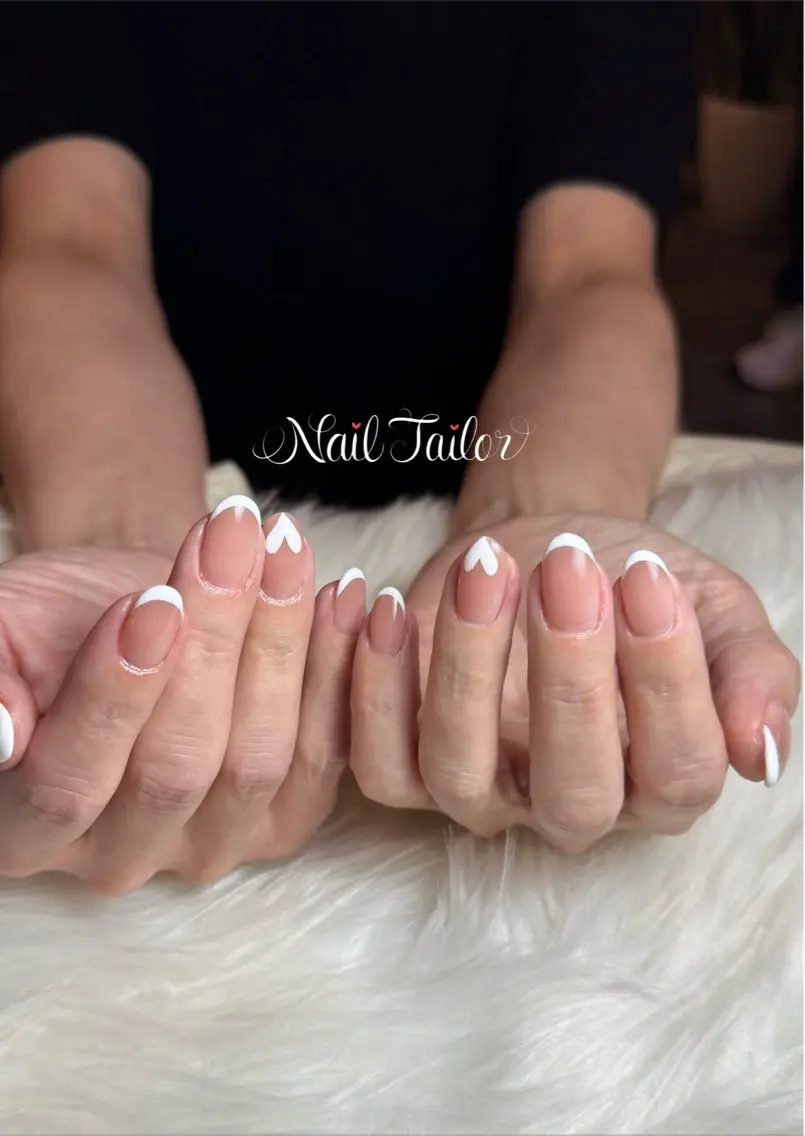 ネイル フレンチネイル ハート ハンドネイル NailTailor ネイルテイラーのネイルデザイン