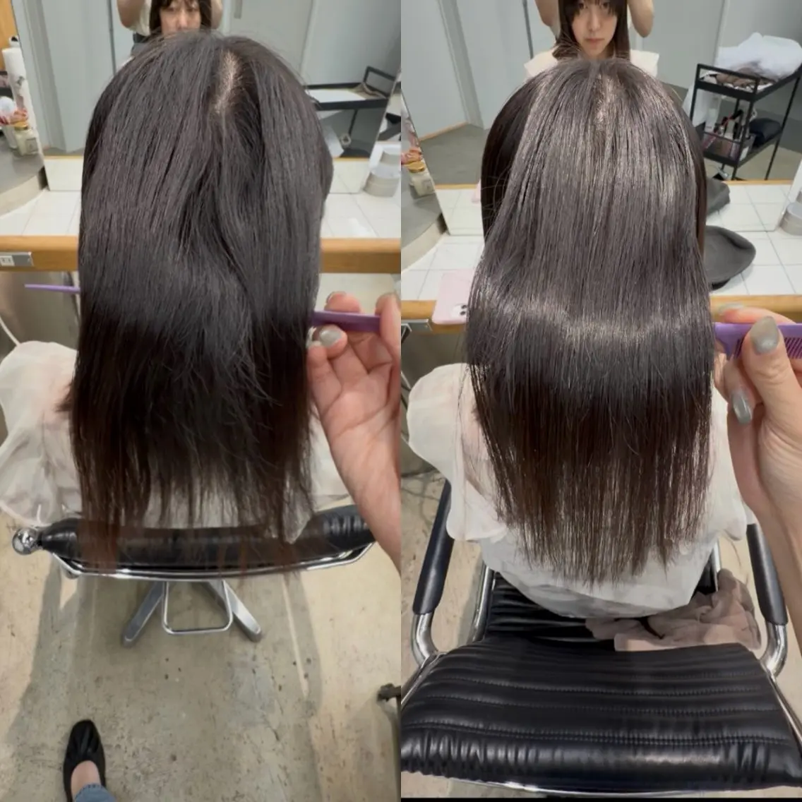 セミロング 縮毛矯正 かすみ/名駅徒歩5分 /カットモデルのヘアスタイル