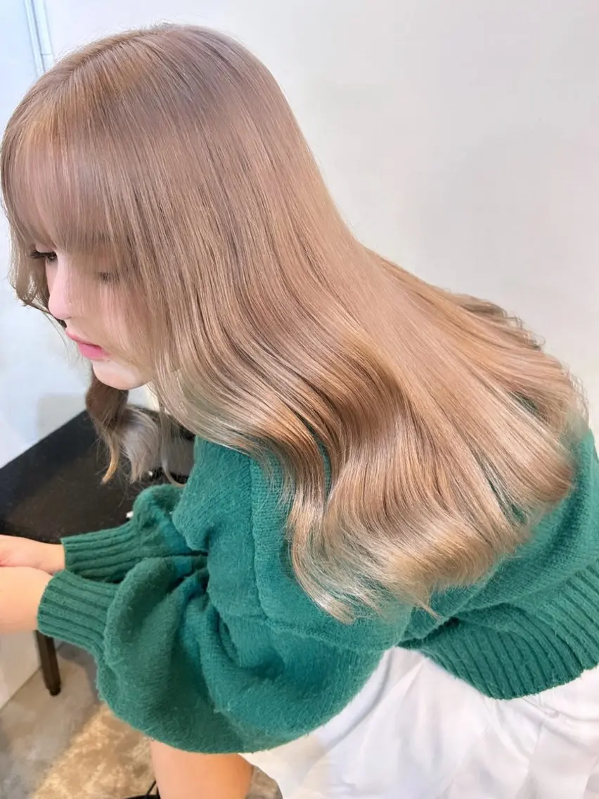 セミロング カラー メンズ ベージュカラー 🧸艶々韓国ヘア 🧁mizunaのヘアスタイル
