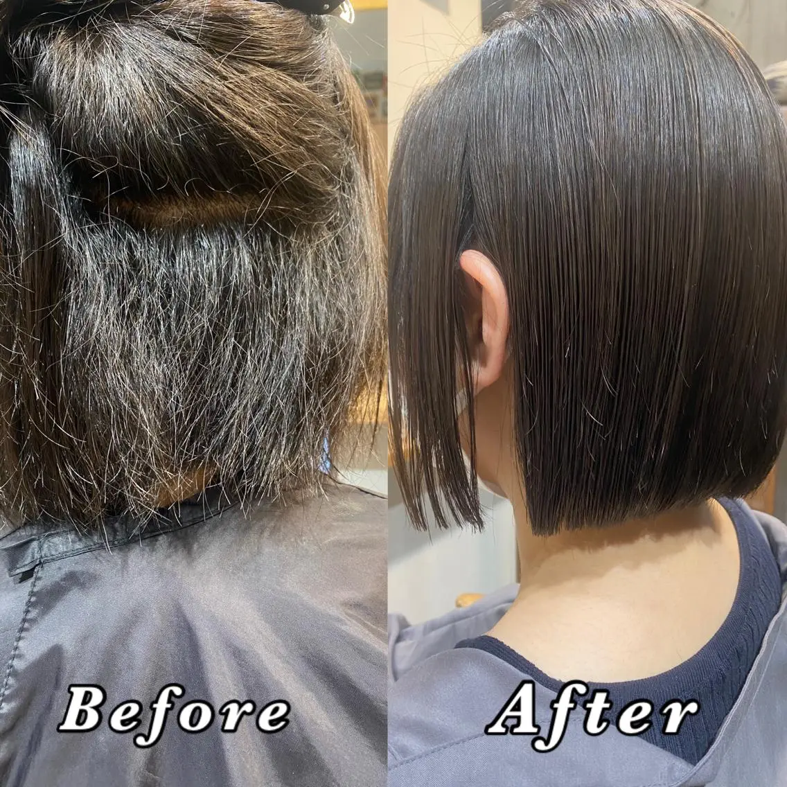 ショート ボブ 縮毛矯正 【髪質改善・矯正 ・ハイライト】ハナカのヘアスタイル