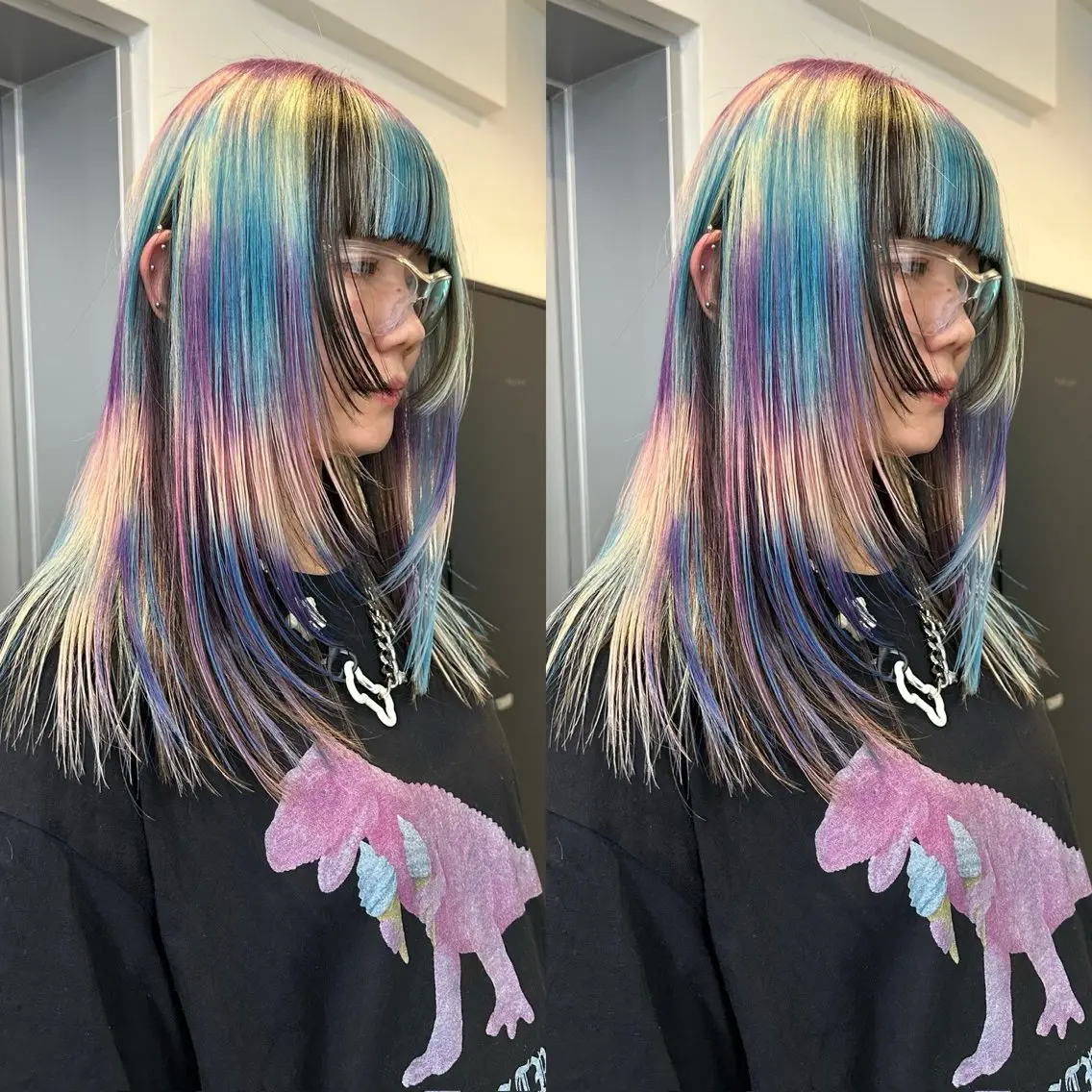 カラー ブリーチ ブルーカラー 透明感カラー デザインカラー ヘアカラー slit kokoroのヘアスタイル
