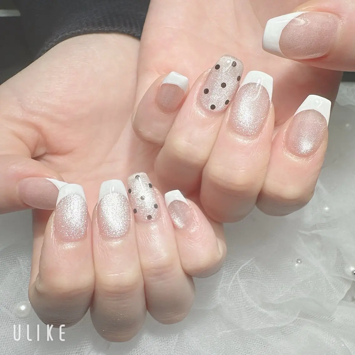 ネイル ドット フレンチネイル マグネットネイル Queen nailのネイルデザイン