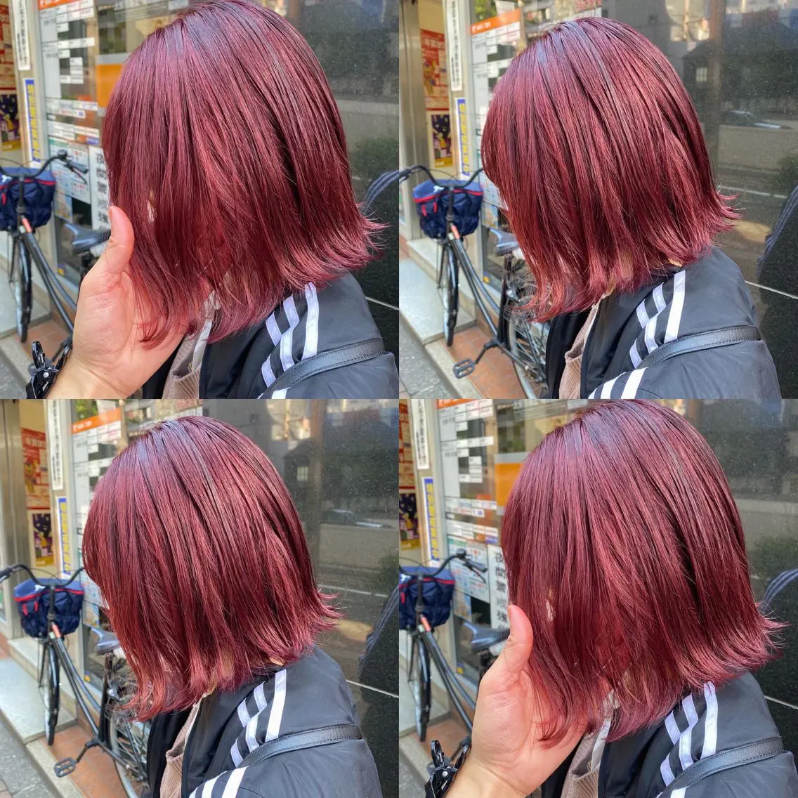 ショート カラー ボルドーカラー 色落ちまで可愛い🧚 心斎橋hikaruのヘアスタイル