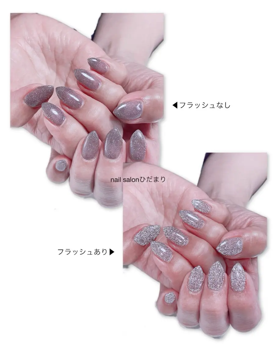 ネイル フラッシュネイル パープル ハンドネイル NailSalon ひだまりのネイルデザイン