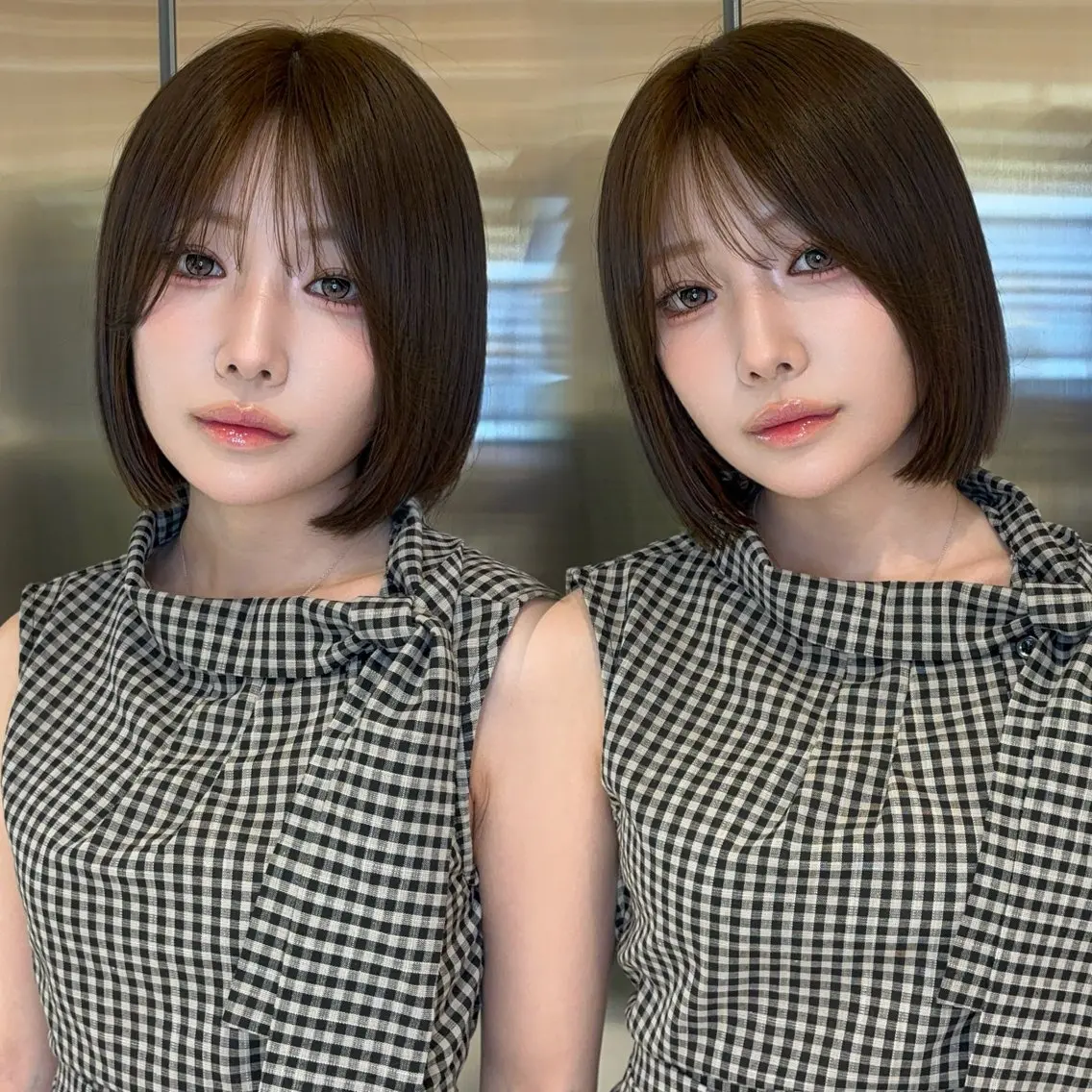 ミディアム カラー ヘアアレンジ ベージュカラー 透明感カラー ボブ 韓国風ヘア ワンホンヘア 韓国ヘア/ レイヤー/Rumiのヘアスタイル