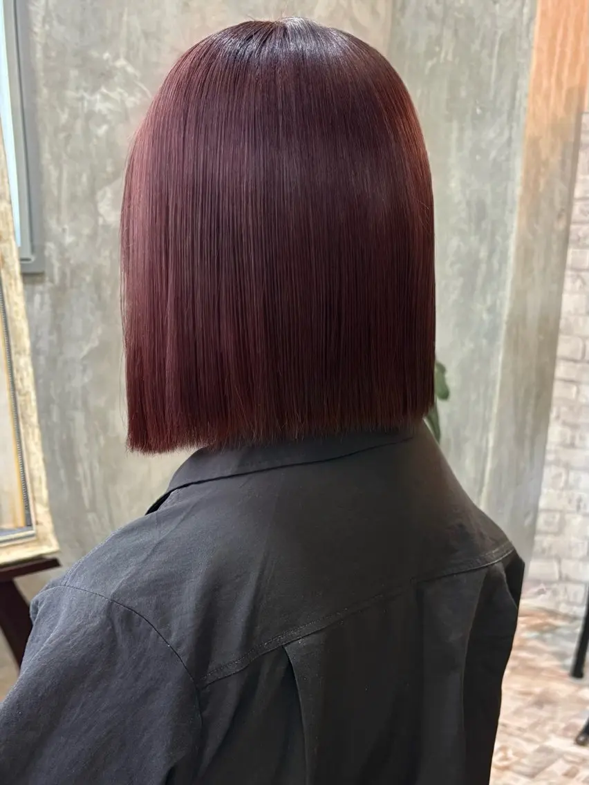 カラー ブリーチ カシス ブリーチなしカラー ピンクカラー botan🎀 harunaのヘアスタイル