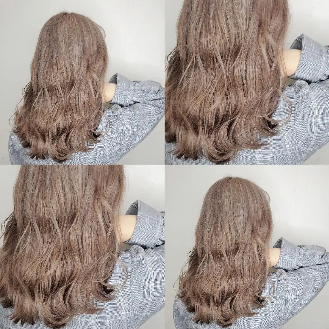 セミロング ヘアカラー ツヤ髪✨縮毛矯正 ハイトーンカラーのヘアスタイル