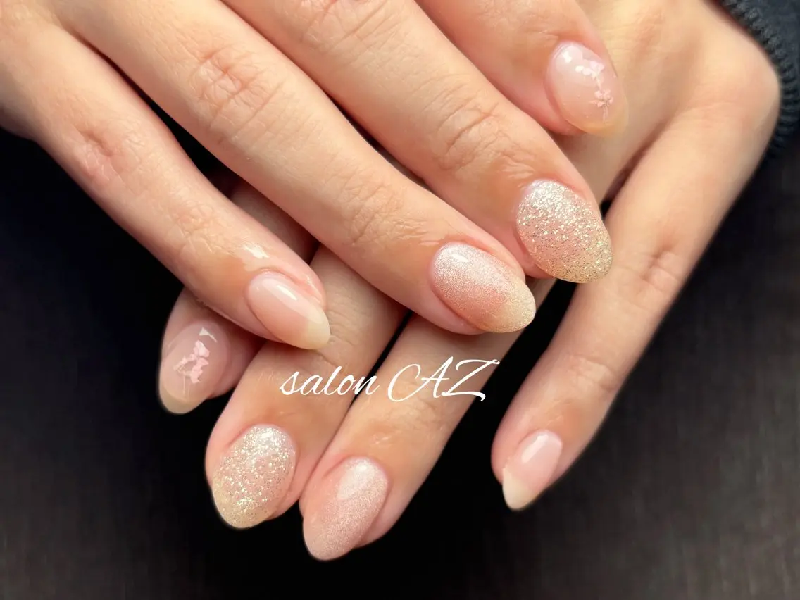 ネイル 桜ネイル 長さ出し フットネイル フレンチネイル ジェルネイル salon AZのネイルデザイン