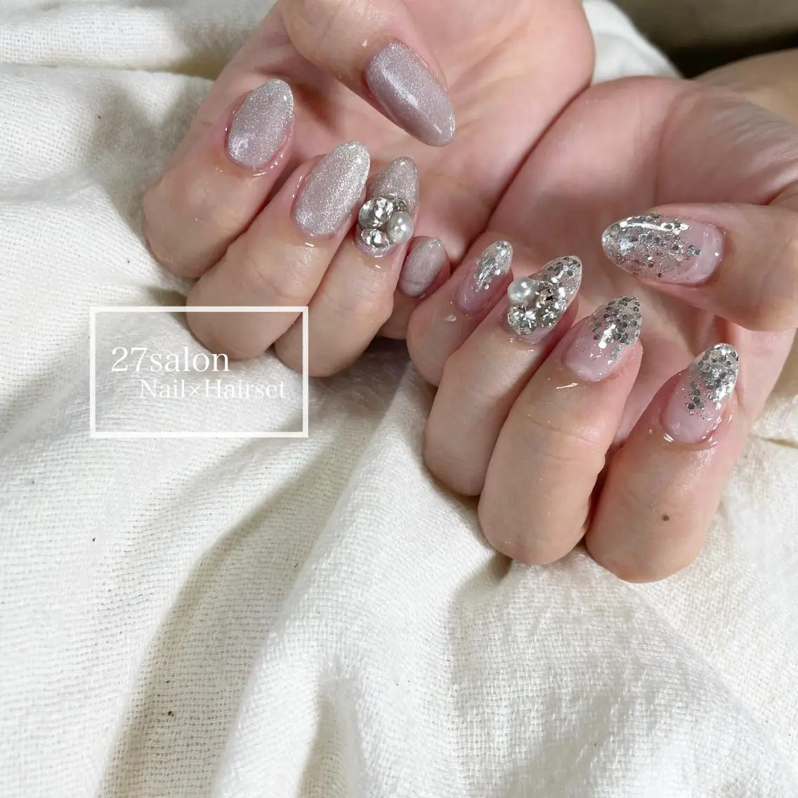 ネイル マグネットネイル シルバー 27salon yuinaのネイルデザイン