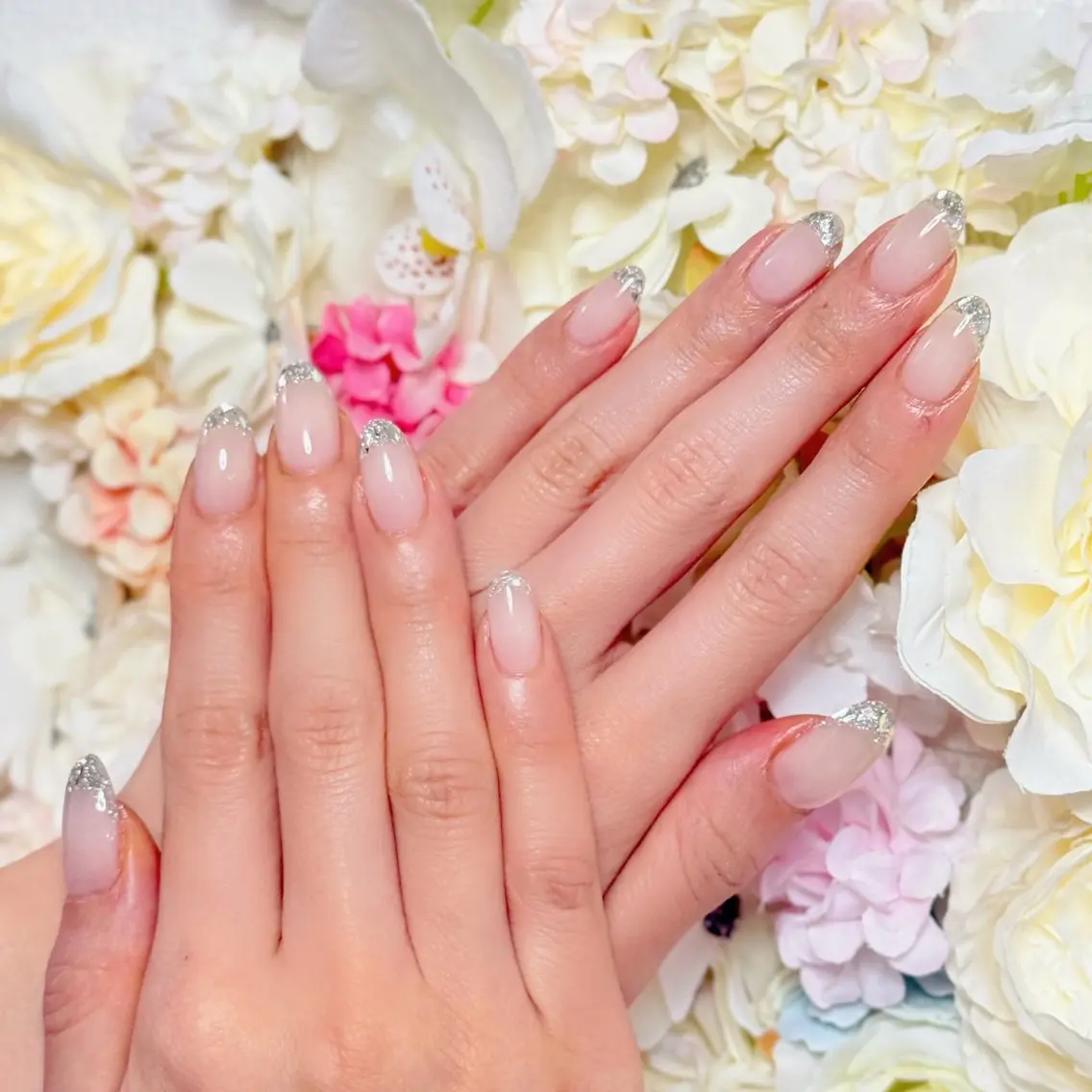 ネイル アートネイル オーロラネイル チークネイル フレンチネイル ガラスフレンチ 🎀🎀YooLi Nail Salonのネイルデザイン