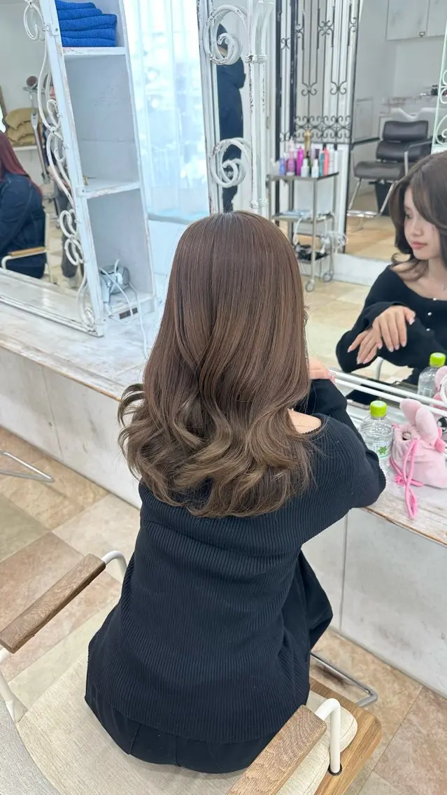 セミロング カラー ブラウンカラー オリーブブラウン ヘアカラー 🩷仙台/ワンカラー /えれな🩷のヘアスタイル
