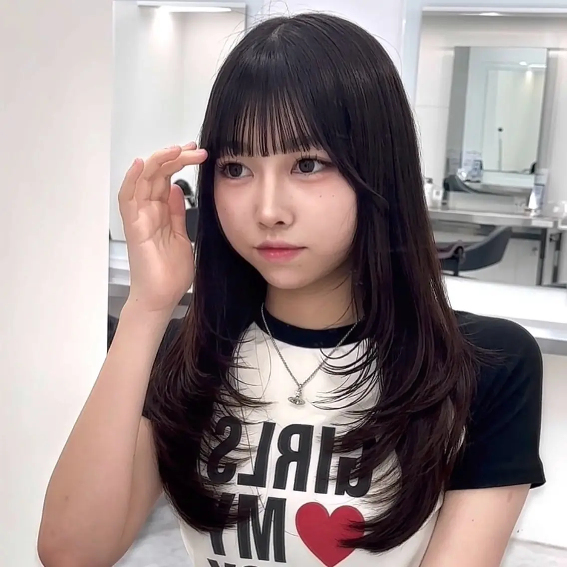 ロング カラー ヘアアレンジ カット ヘアカラー トリートメント 大人っぽ中韓レディ ヘア🤍MAOのヘアスタイル