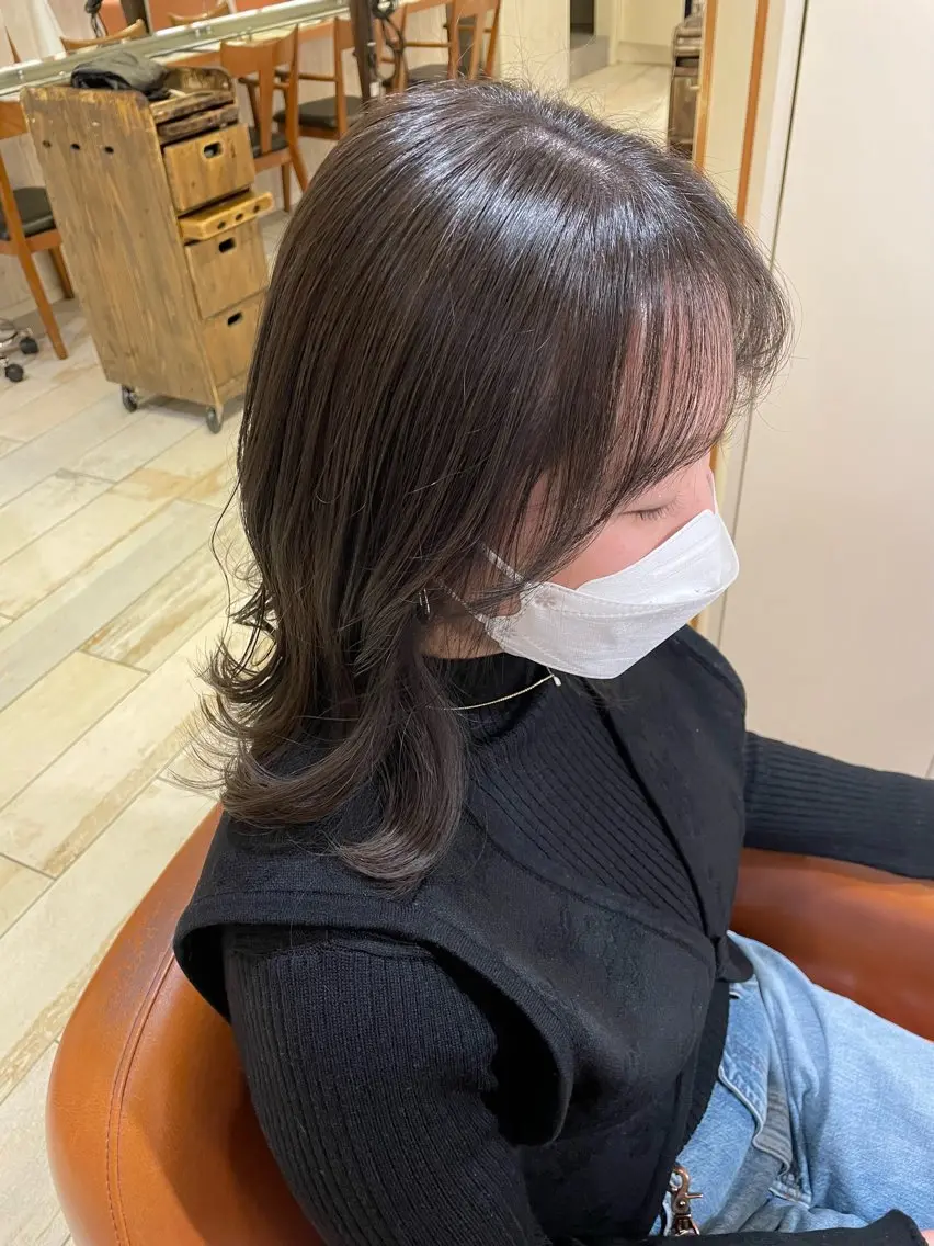 ミディアム カラー ダークグレー ダークグレージュ グレージュ 清水 ちひろ ✄トップスタイリストのヘアスタイル
