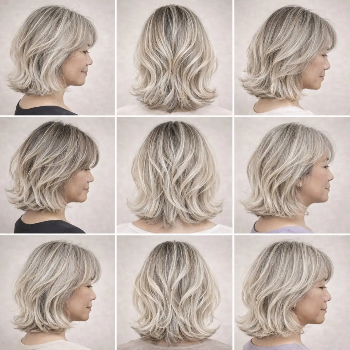 ミディアム カラー バレイヤージュ レイヤーカット 白髪ぼかしのプロ ✨たいきのヘアスタイル