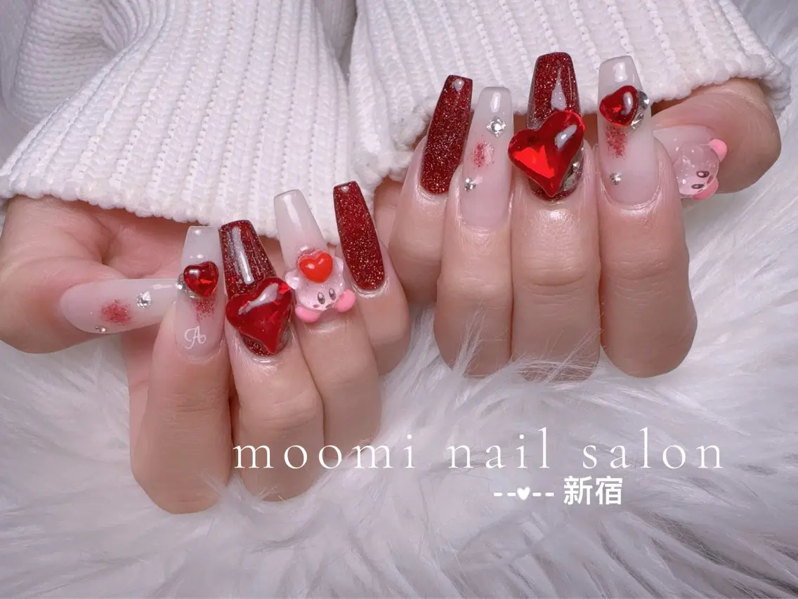 ネイル チークネイル フレンチネイル ジェルネイル グラデーション ハート ハンドネイル moomi nail スカルプ専門のネイルデザイン