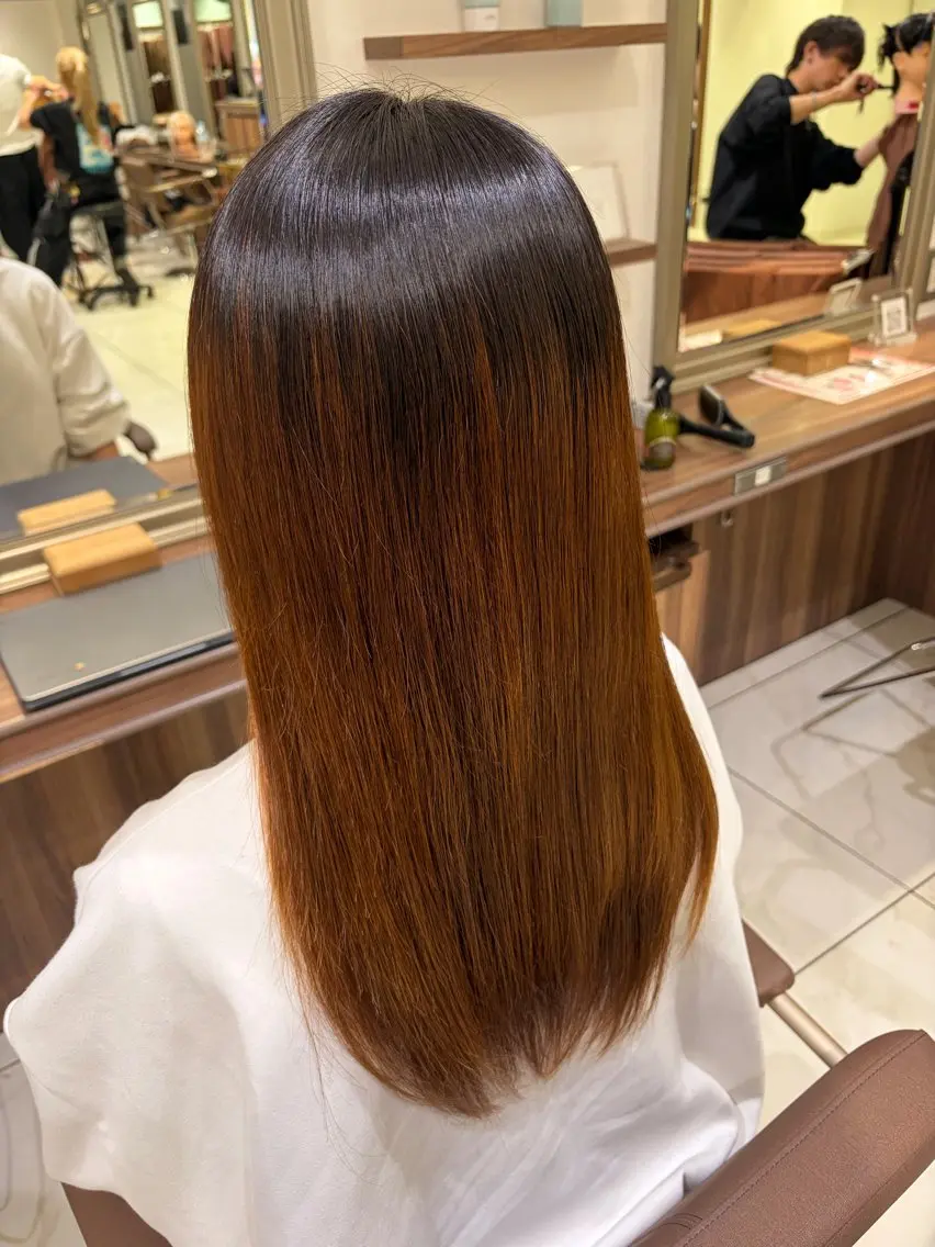 セミロング 縮毛矯正 トリートメント Ash桜新町 きあらのヘアスタイル