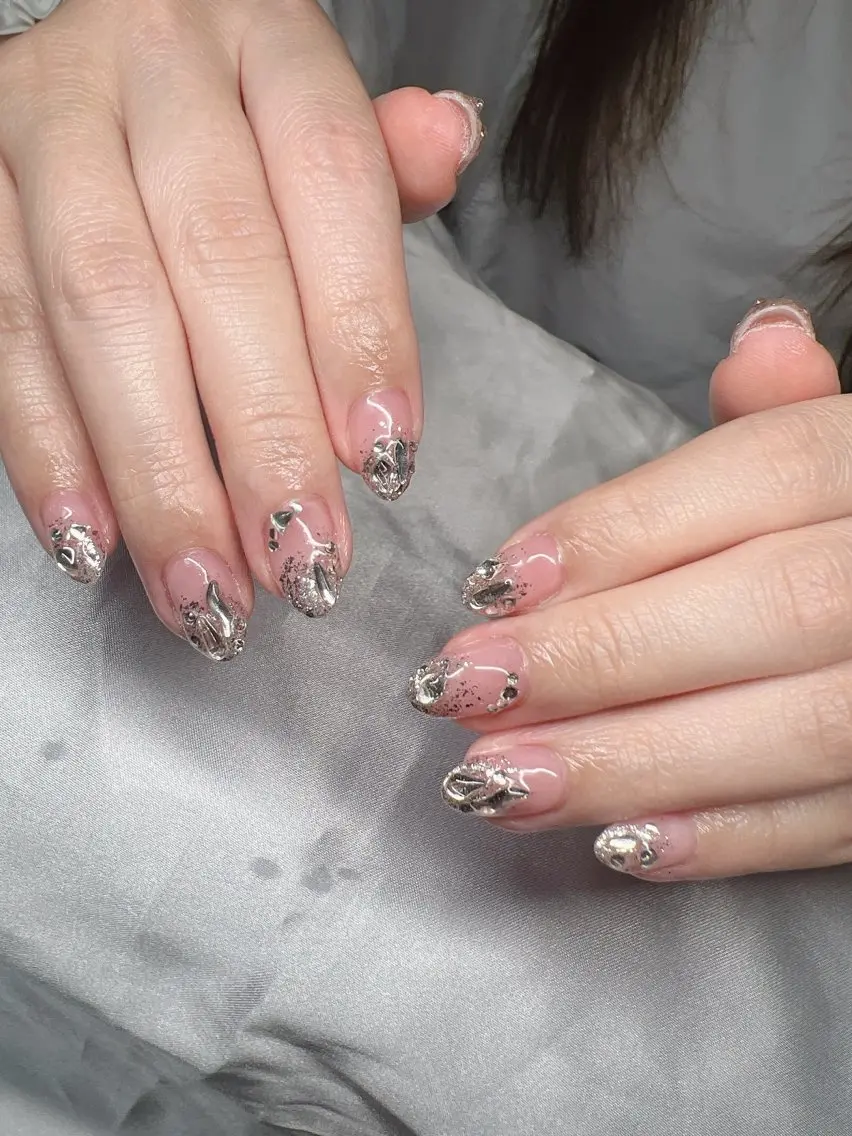 ネイル 長さ出し グラデーション 卒業式 キラキラネイル マグネットネイル ハンドネイル Lee Nailsのネイルデザイン