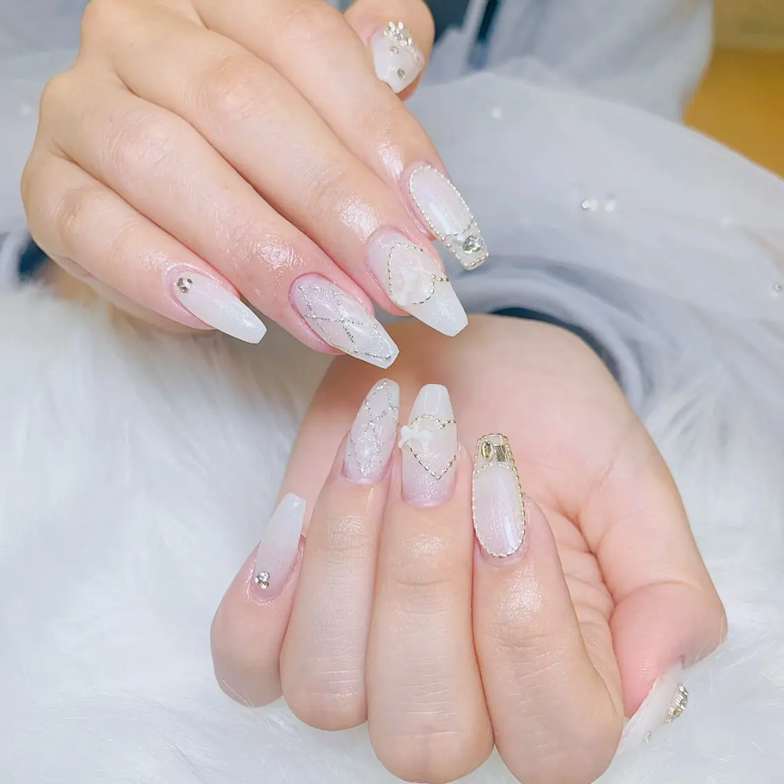 ネイル チークネイル 長さ出し フラッシュネイル フレンチネイル グラデーション ハンドネイル AN NAIL SALONのネイルデザイン