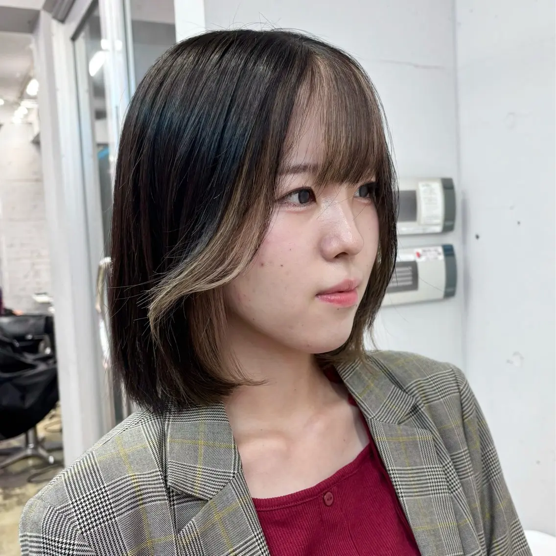 ミディアム カラー ヘアアレンジ イヤリングカラー 🎀モテ暖色× エクステ🎀あかりのヘアスタイル