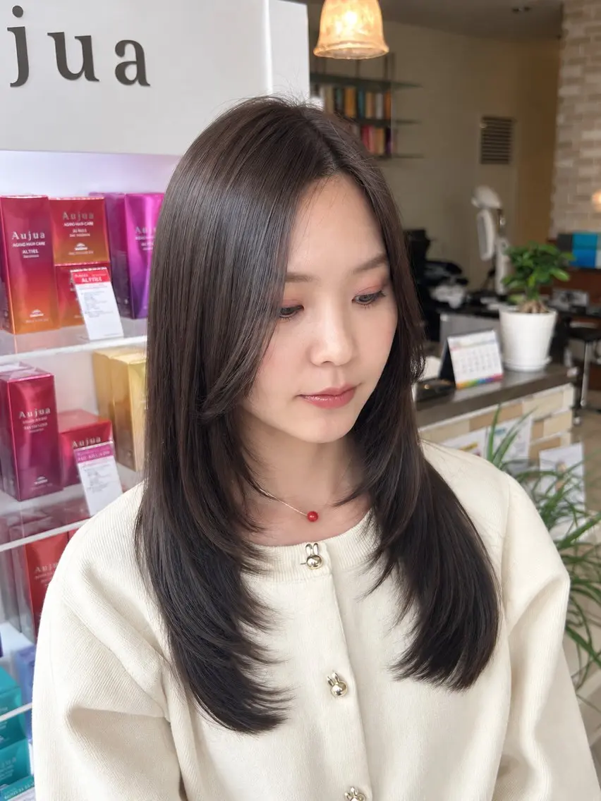 セミロング ヘアカラー ✨🦄韓国風レイヤ ー🦄✨林あかりのマツエク・マツパデザイン