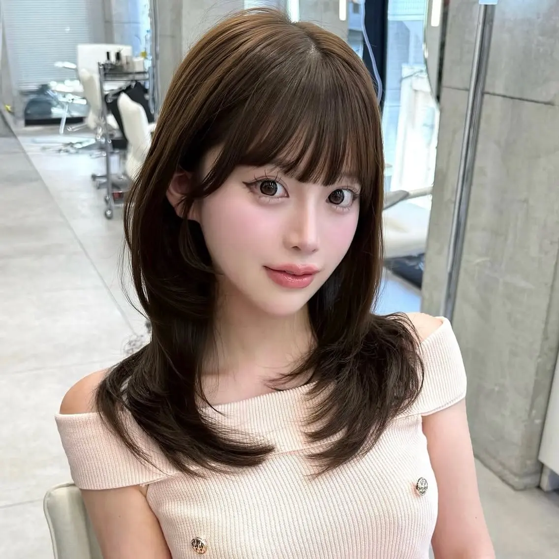 セミロング ゆうさ 縮毛矯正 似合わせカットのヘアスタイル