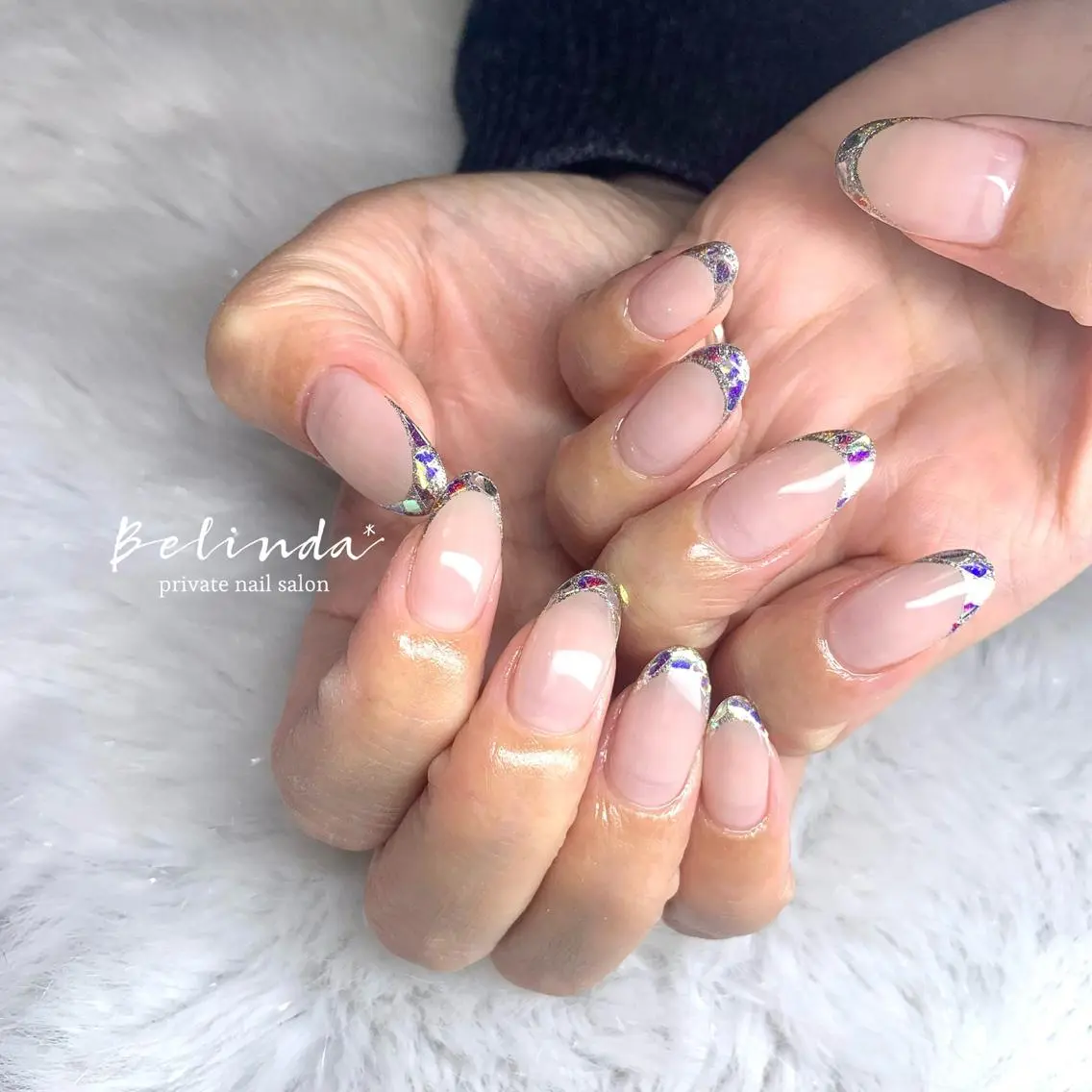 ネイル フレンチネイル ガラスフレンチ ハンドネイル Belinda Nailのネイルデザイン