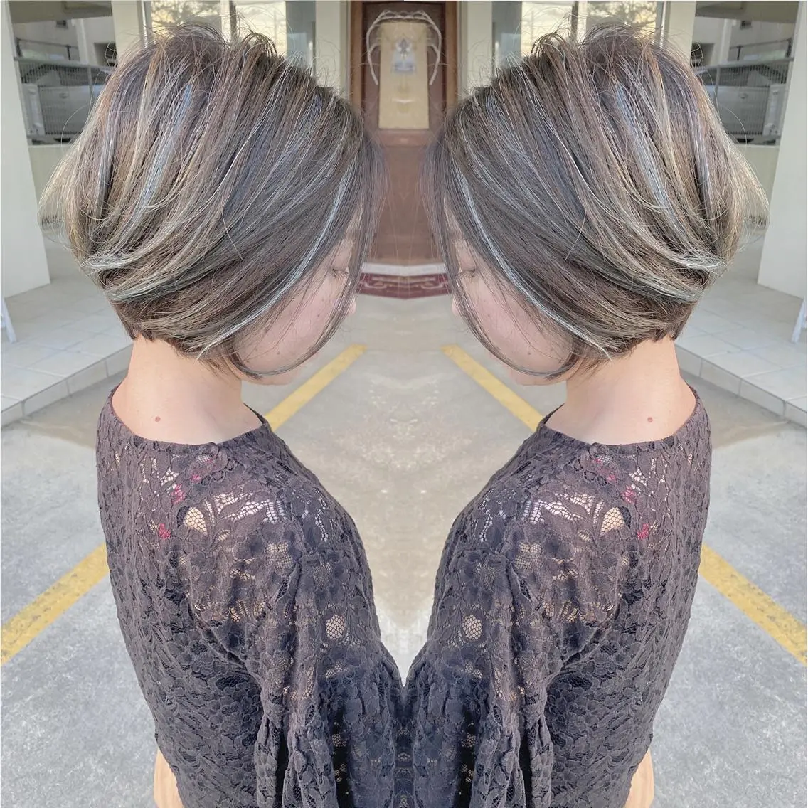 ミディアム カラー イルミナカラー カット ヘアカラー grand juteのヘアスタイル