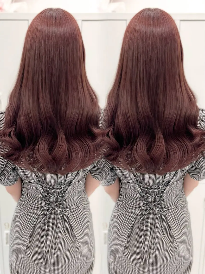 セミロング カラー ブリーチ ブラウンカラー ブリーチなしカラー ピンクカラー ピンクブラウン カット ヘアカラー トリートメント 盛れる顔周り🤍渋谷 Risa🎀のヘアスタイル