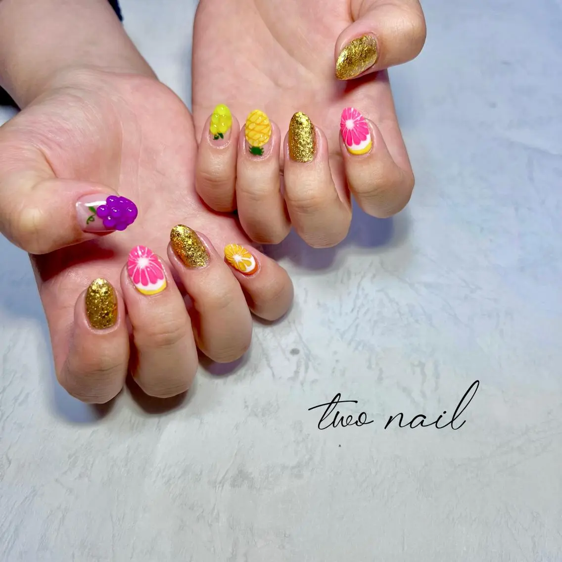ネイル アートネイル フットネイル ハート ニュアンスネイル ホワイト two nailのネイルデザイン