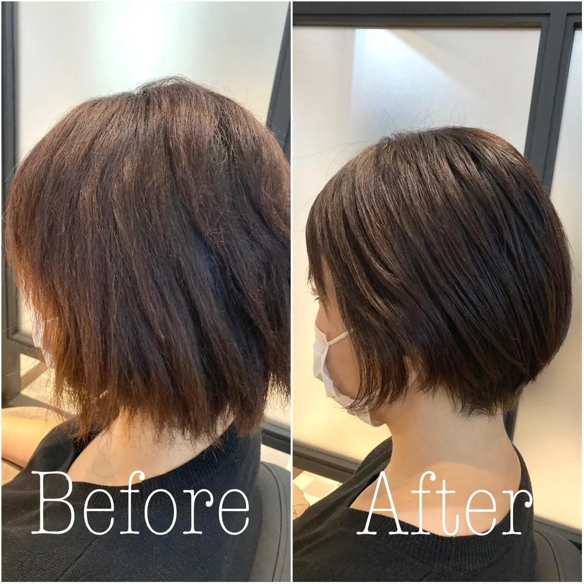 ショート カット 縮毛矯正 トリートメント ヘッドスパ Holidays sharesaronのヘアスタイル