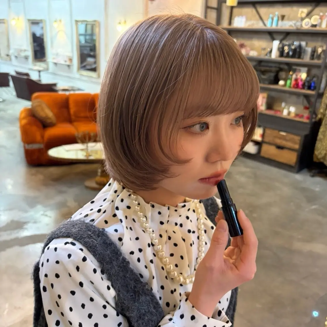 カラー ベージュカラー ブリーチ ピンクカラー ピンクベージュ レイヤー/ストレート /インナー/はるあのヘアスタイル
