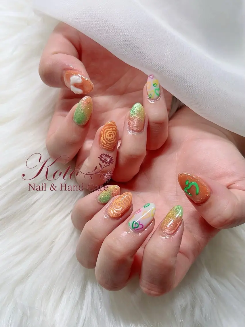 ネイル 長さ出し ジェルネイル 持ち込み ニュアンスネイル 赤色 ハンドネイル Nail Salon KOTOのネイルデザイン