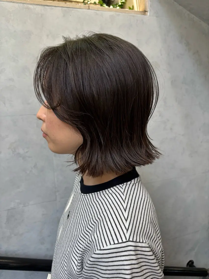 ミディアム ボブレイヤー ボブ レイヤーカット カット ヘッドスパ Fuu👣ボブ/ボブ ヘア/ベージュカラーのヘアスタイル