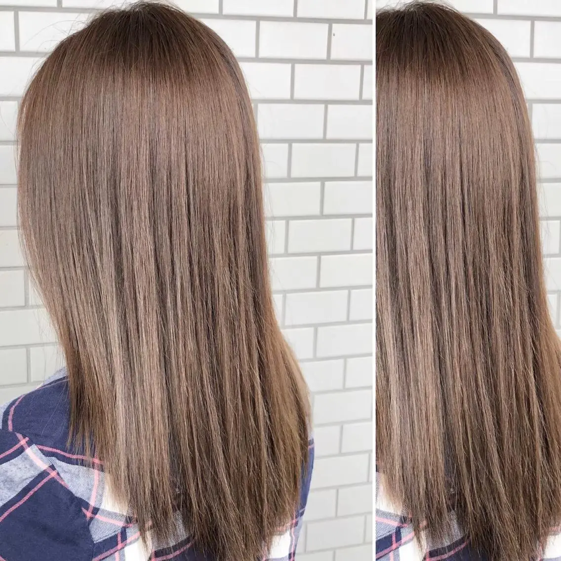 ミディアム カラー JuNブリーチに 縮毛矯正するプロのヘアスタイル