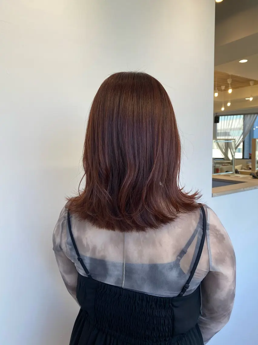 ミディアム カラー パーマ ヘアアレンジ 🍒透明感カラー/ emiri🍒のヘアスタイル