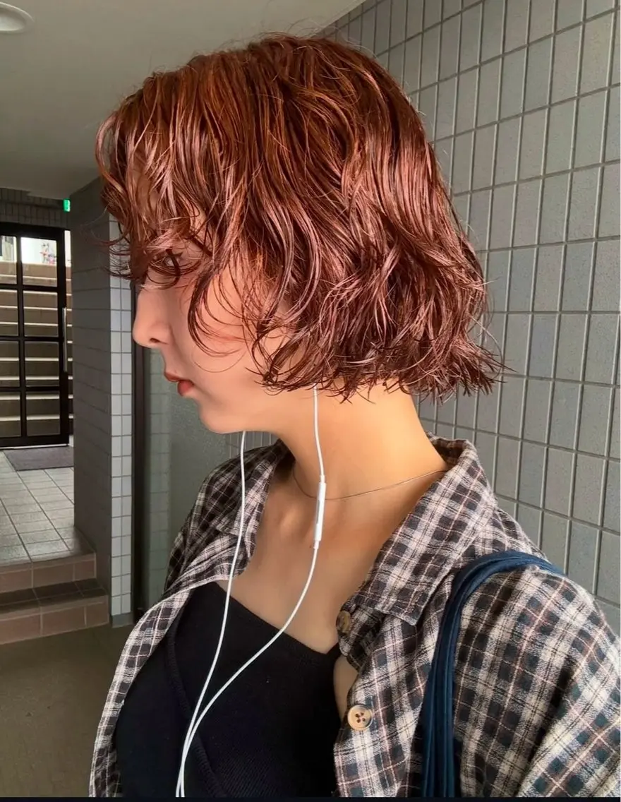 カラー パーマ ブリーチ ブリーチなしカラー オレンジ 透明感カラー/パーマ オレンジmiyo⭐️のヘアスタイル