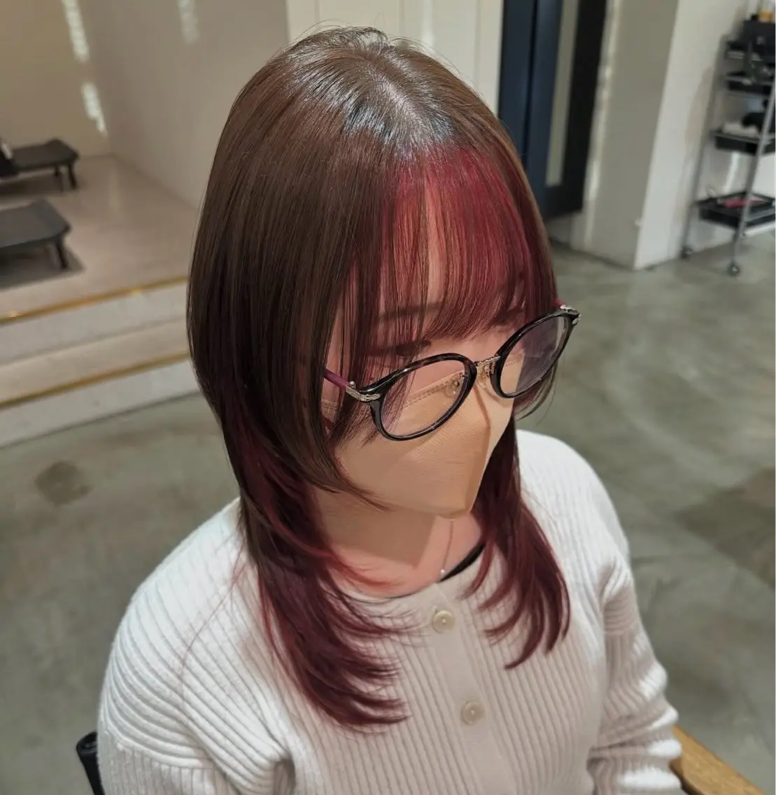 ロング カラー ミストバング  フェイスフレーミング レイヤーカット GRANDEUR natsukiのヘアスタイル
