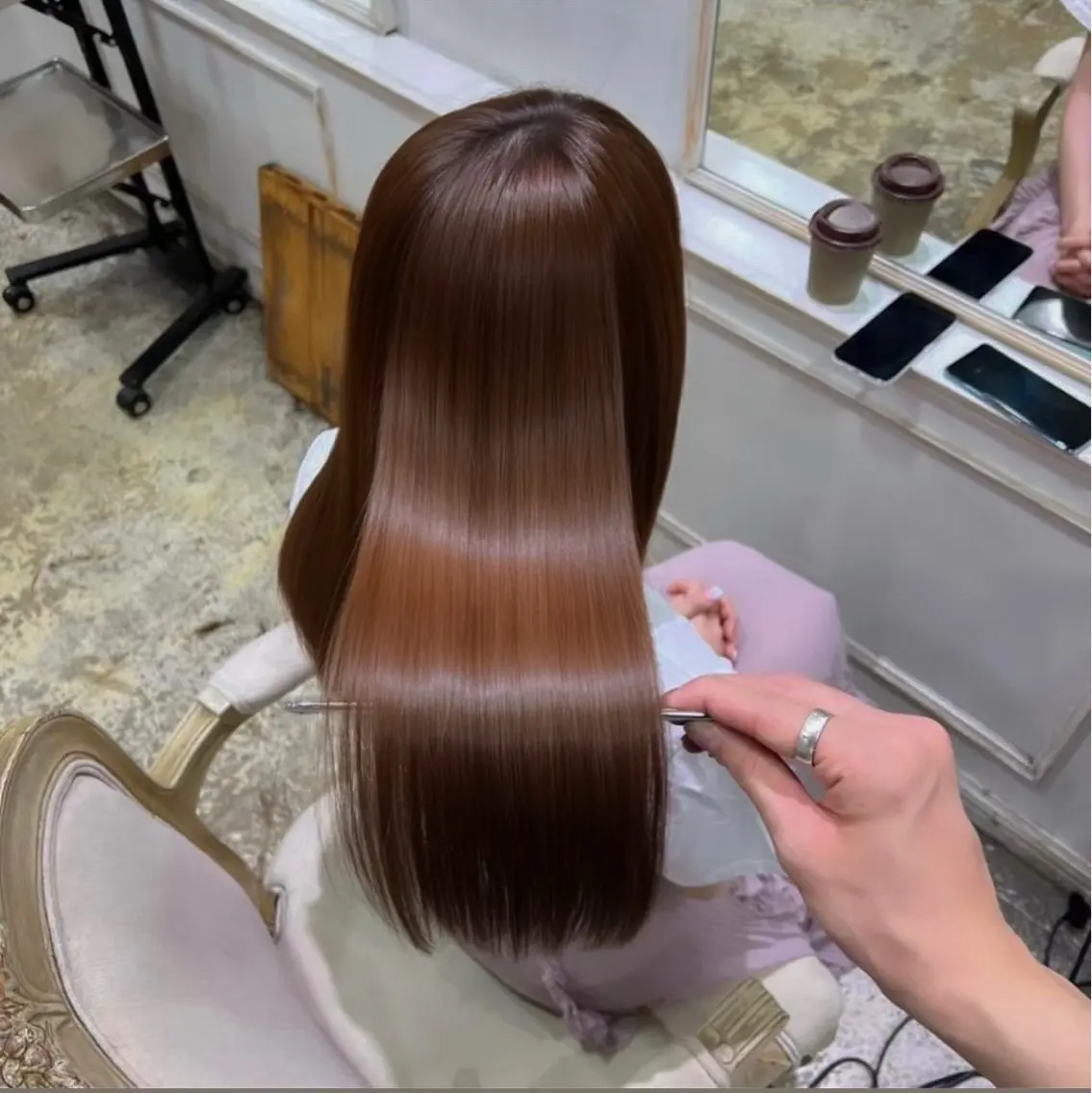 ミディアム カット 縮毛矯正 トリートメント 美髪矯正 透明感 カラー⭐️ユウキのヘアスタイル