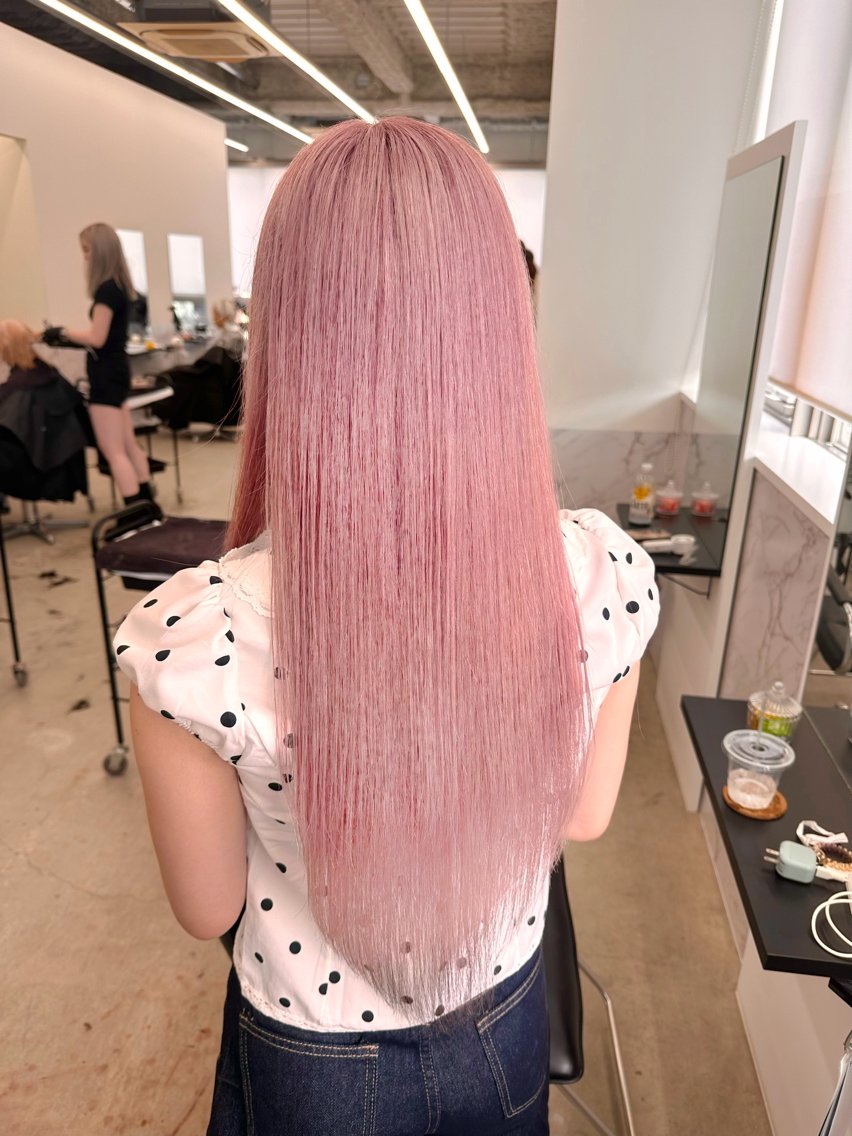 ロング カラー ブリーチ ハイトーンカラー ピンクカラー カット ヘアカラー 髙木 利央のヘアスタイル